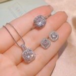 Square Solitaire Set Silver 925