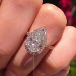 Teardrop Solitaire Ring Silver 925 Ros Gold