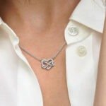 Infinity heart sterling silver necklace with clear cubic zirconia