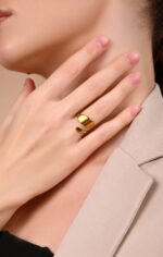 Matte gold ring , 18k  gold plated FREE SIZE - Image 2