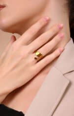 Matte gold ring , 18k  gold plated FREE SIZE - Image 2